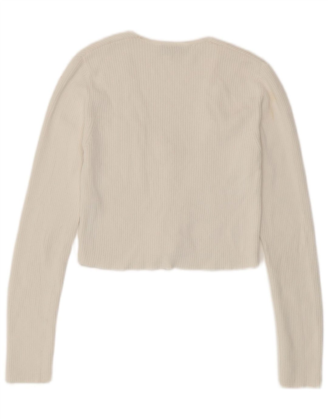 Zara Γυναικεία Ζακέτα Crop UK 12 μεσαία λευκή βισκόζη