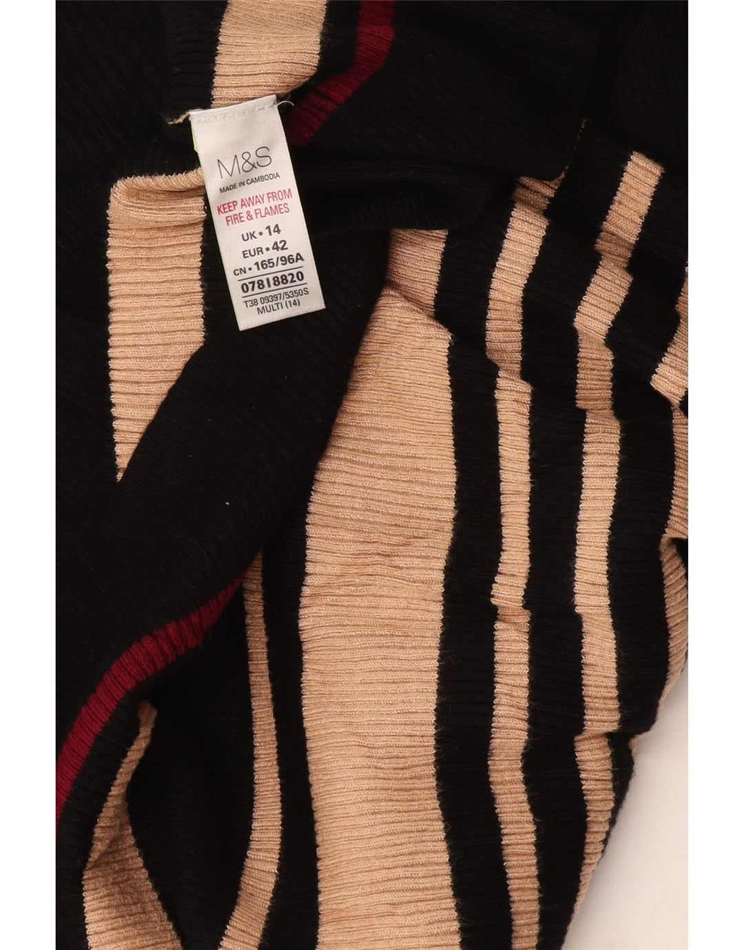 Marks & Spencer Γυναικείο πουλόβερ με λαιμόκοψη με V λαιμόκοψη UK 14 μέτριο μαύρο ριγέ