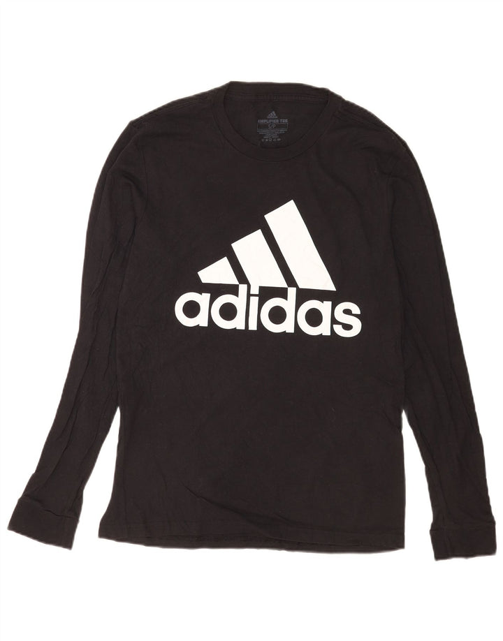Ανδρικό γραφικό τοπ Adidas μακρυμάνικο μικρό μαύρο βαμβακερό