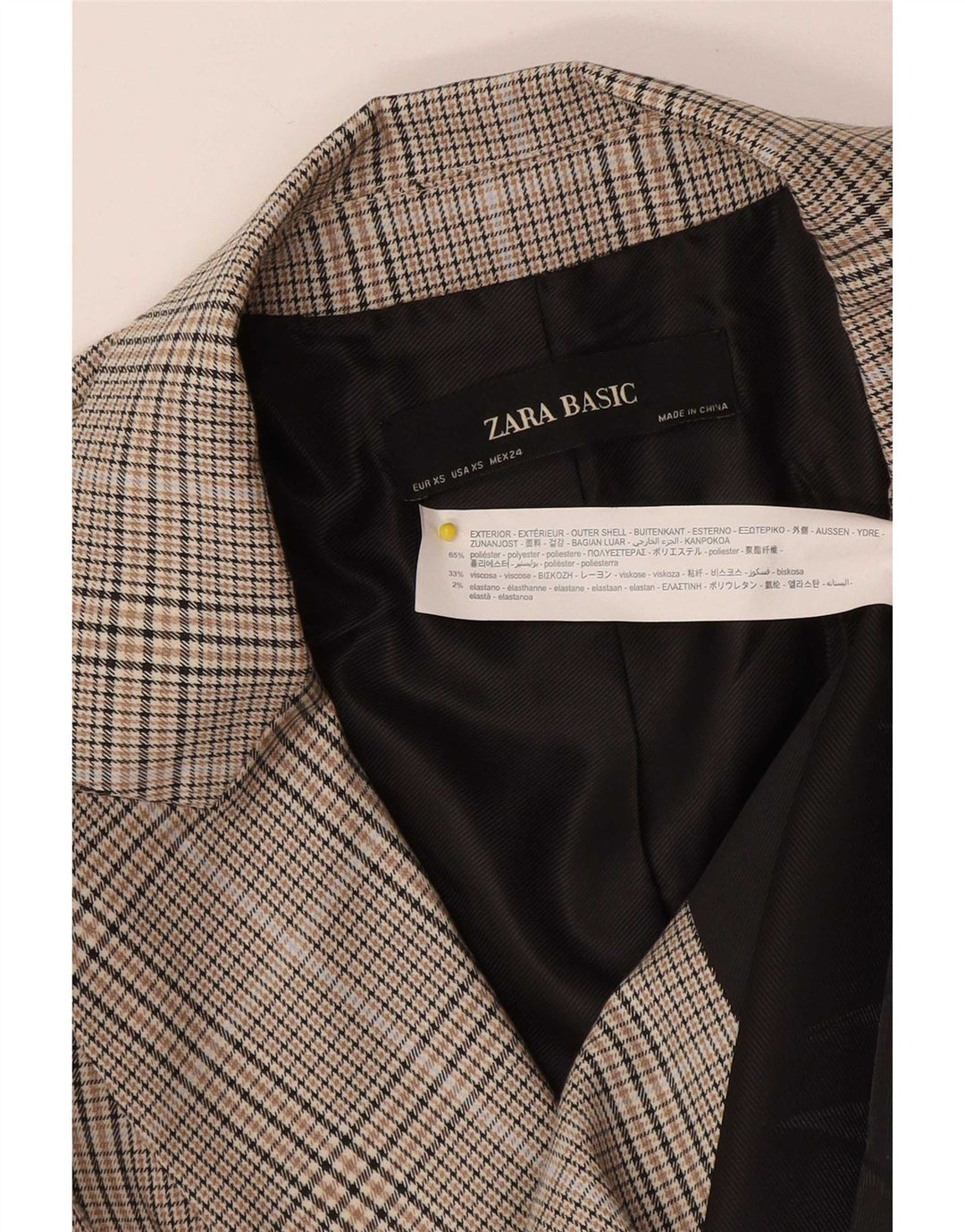 Zara Γυναικείο Μπουφάν Μπλέιζερ με διπλό στήθος UK 6 XS Grey Check