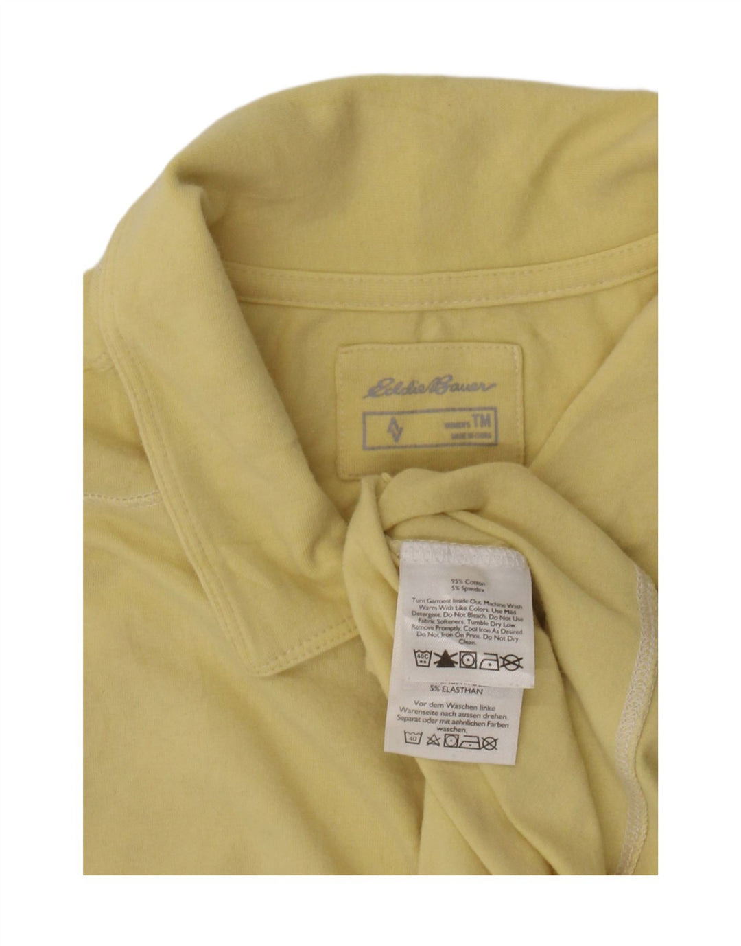 Γυναικείο ψηλό πόλο μπλουζάκι Eddie Bauer UK 12 μεσαίο κίτρινο βαμβακερό