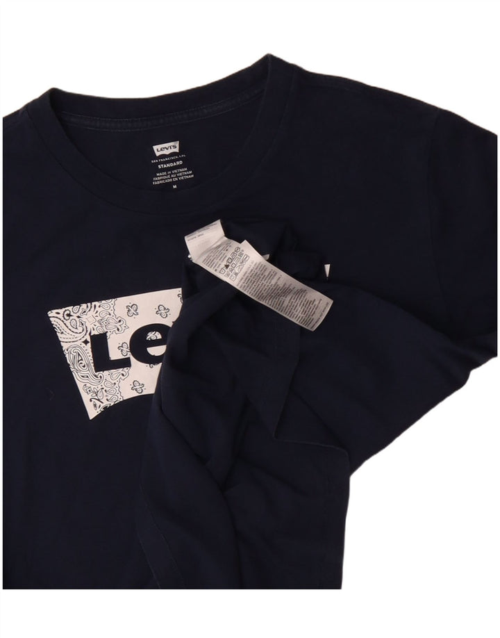 Γυναικείο γραφικό μπλουζάκι Levi's Standard Top UK 14 Medium Navy Blue Cotton