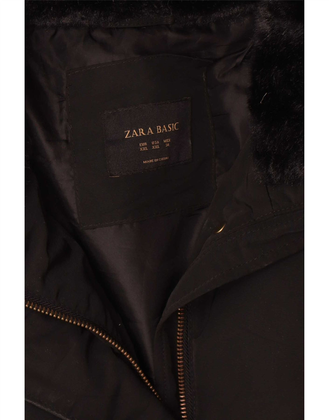 Zara Γυναικείο μπουφάν με επένδυση UK 20 2XL μαύρο πολυεστέρα