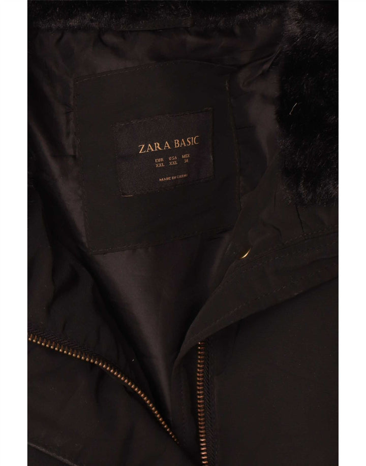 Zara Γυναικείο μπουφάν με επένδυση UK 20 2XL μαύρο πολυεστέρα