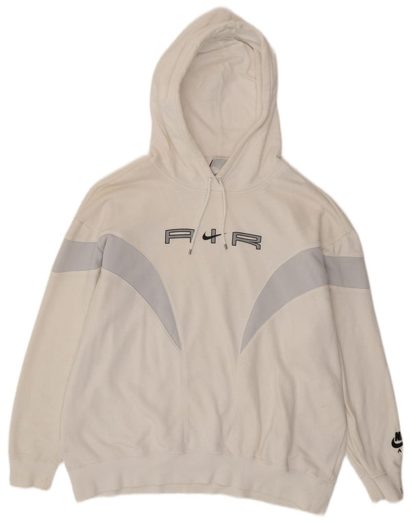 NIKE Γυναικείο Air Oversized Hoodie Jumper UK 14 Medium Off White Colourblock
