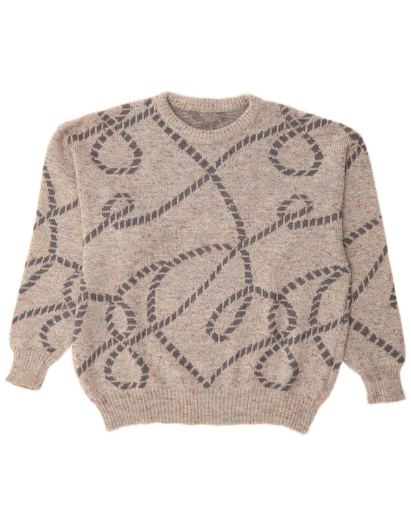 Vintage ανδρικό πουλόβερ με λαιμόκοψη IT 48 μεσαίου γκρι