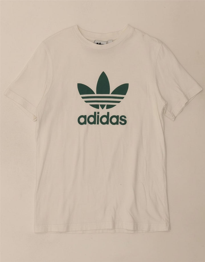 ADIDAS Mens Graphic T-Shirt Top Small White Cotton Vintage Adidas and Second-Hand Adidas from Messina Hembry 