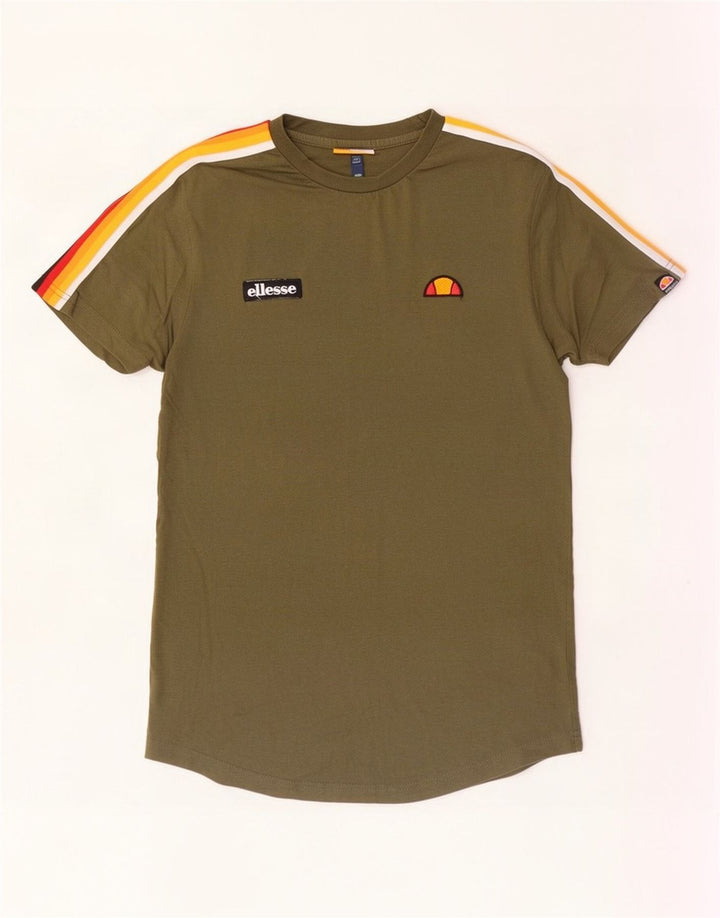 Ανδρικό T-Shirt Ellesse Top Small Khaki Colourblock Βαμβακερό