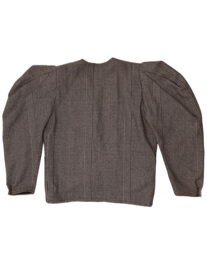 Vintage γυναικείο σακάκι 1 κουμπιού blazer UK 14 μεγάλο γκρι ριγέ