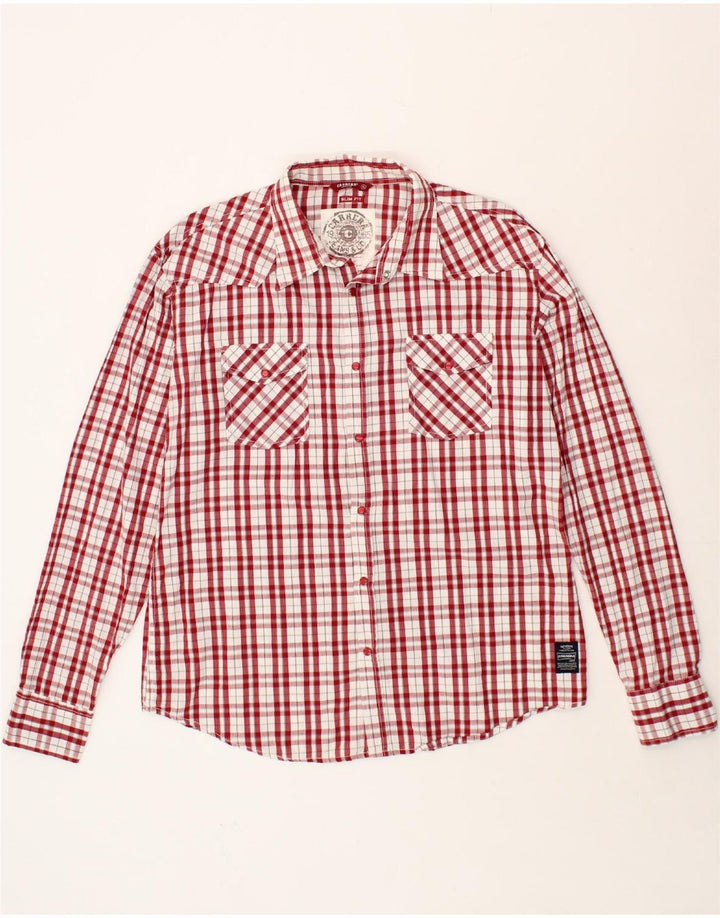 CARRERA Mens Slim Fit Shirt XL Red Check Cotton Vintage Carrera and Second-Hand Carrera from Messina Hembry 