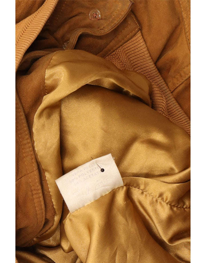 Vintage Ανδρικό Suede Bomber Jacket UK 42 XL Beige Leather