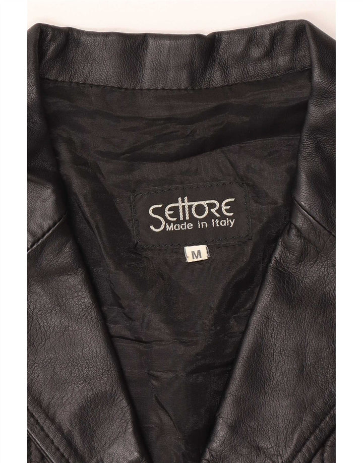 Settore Γυναικείο δερμάτινο σακάκι 3 κουμπιών UK 12 Medium Black