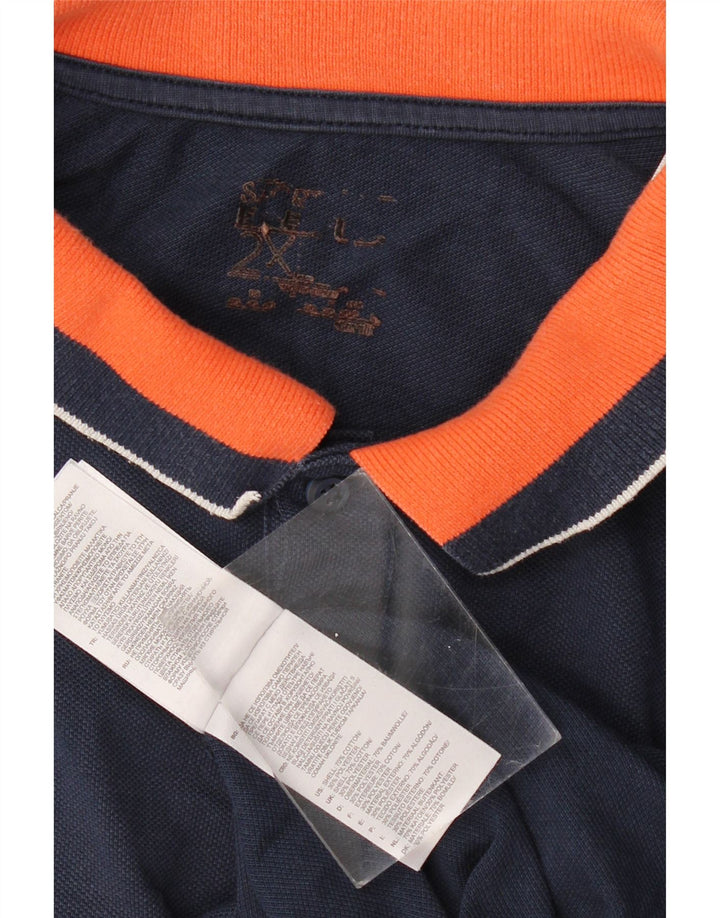 Ανδρικό μπλουζάκι πόλο ADIDAS 2XL Navy Blue Colorblock Βαμβακερό