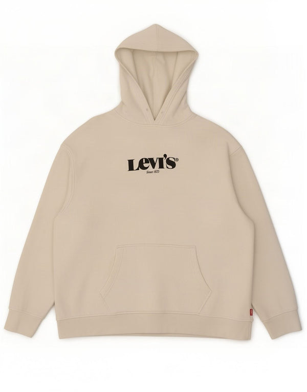 Levi's Mens Relaxed Graphic Hoodie Jumper 2XL White Cotton