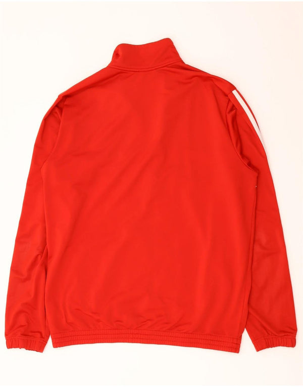 Adidas Mens Tracksuit Top Jacket Large Red Colourblock Polyester