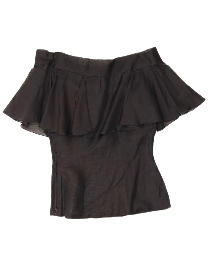 Vintage γυναικείο τοπ UK 10 Small Black Floral