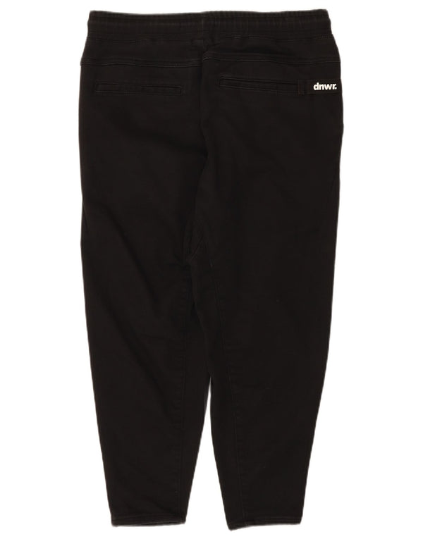 ZARA Womens High Waist Slim Cropped Trousers Large W32 L23 Black Cotton