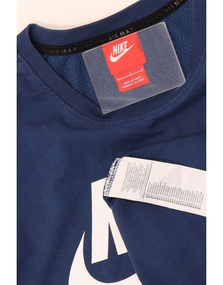 Ανδρικό γραφικό μπλουζάκι NIKE τοπ μεγάλο μπλε βαμβακερό