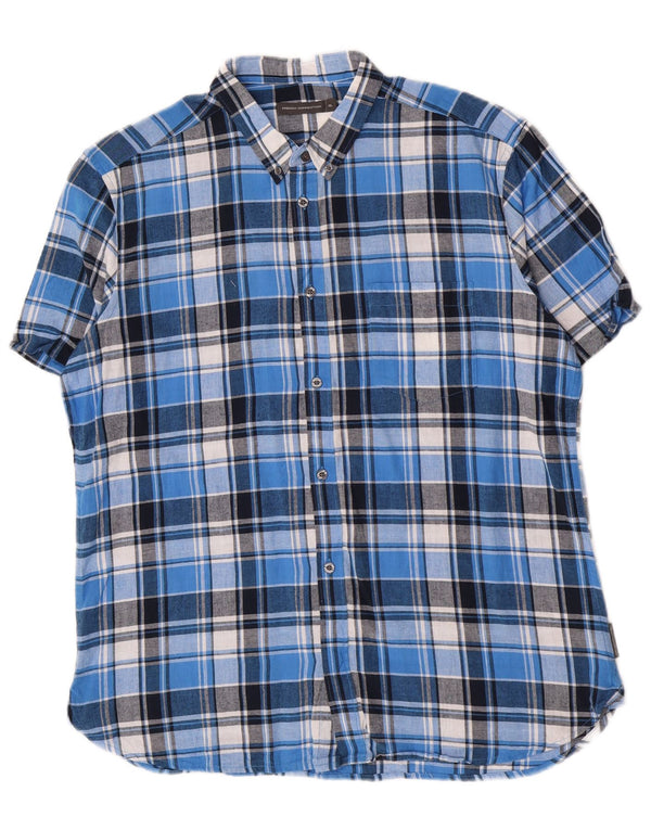 Γαλλικό Connection Ανδρικό κοντομάνικο πουκάμισο XL Blue Check Cotton