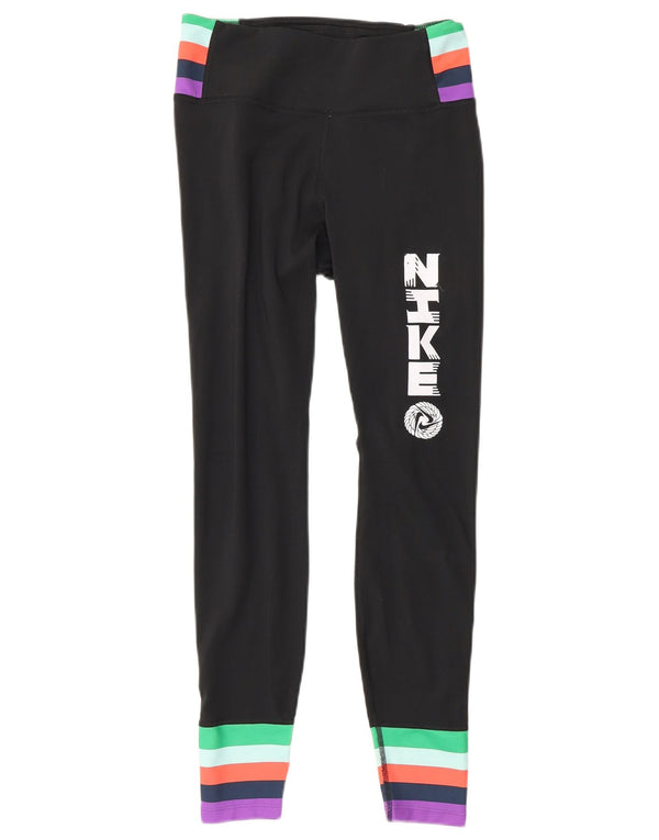 Nike Γυναικεία Γραφικά Κολάν UK 6 XS Μαύρο Colourblock Πολυεστέρας