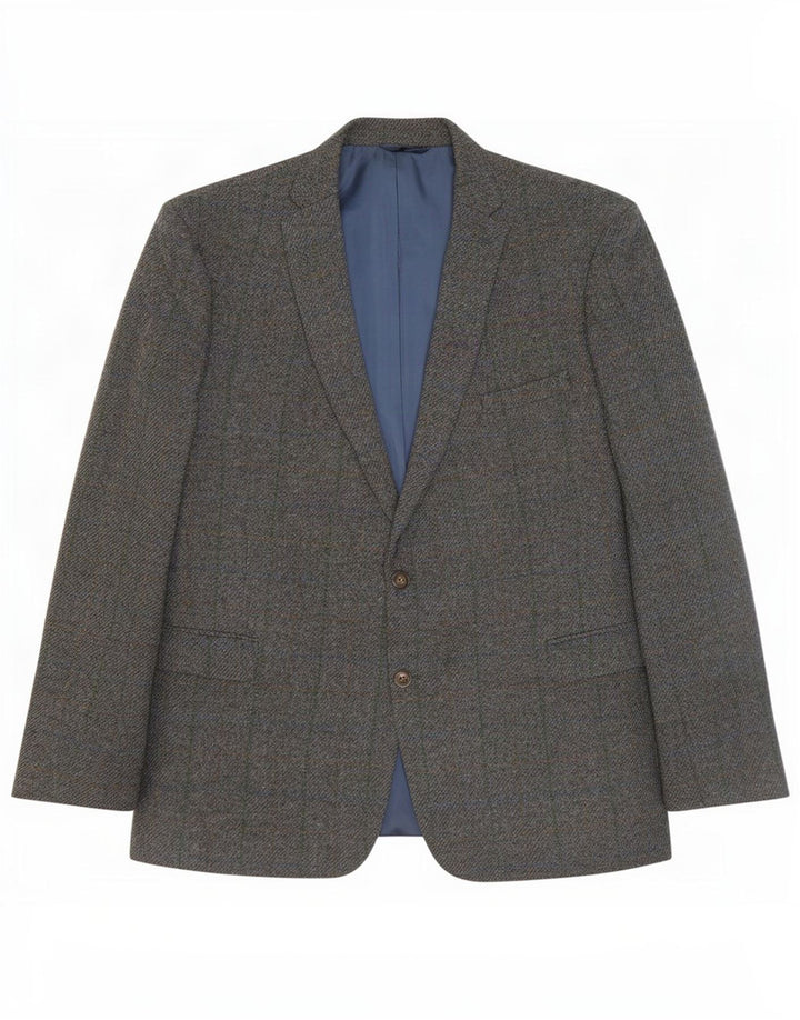 Harris Tweed Ανδρικό σακάκι 2 κουμπιών σακάκι IT 52 XL Grey Check Wool
