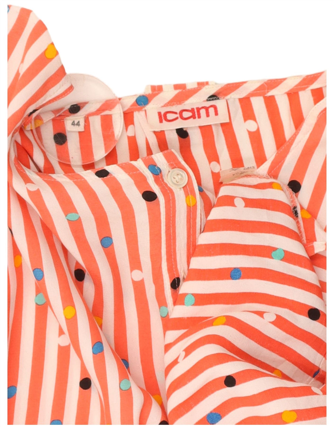 ICAM Womens 3/4 Sleeve Blouse Top IT 44 Medium Orange Striped Viscose