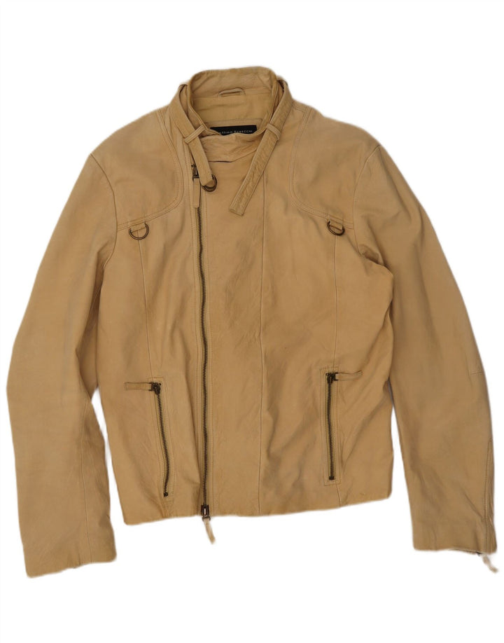 Massimo Rebecchi Ανδρικό Δερμάτινο Μπουφάν Biker IT 54 2XL Μπεζ Δερμάτινο
