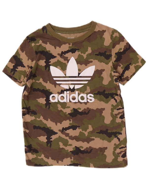 Adidas Boys κανονικό γραφικό T-shirt Top 9-10 ετών πράσινο καμουφλάζ
