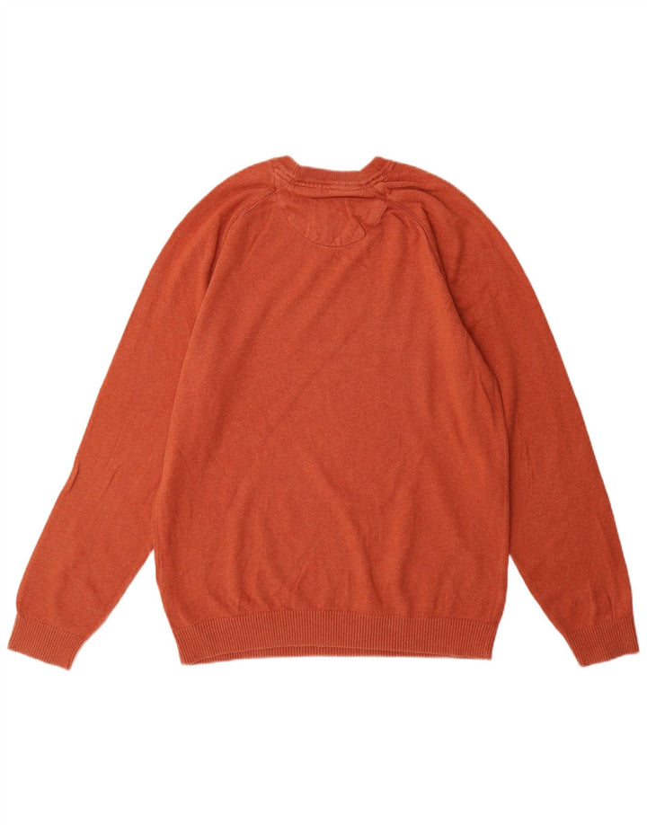 FAT FACE Mens Crew Neck Jumper Sweater Medium Orange Cotton