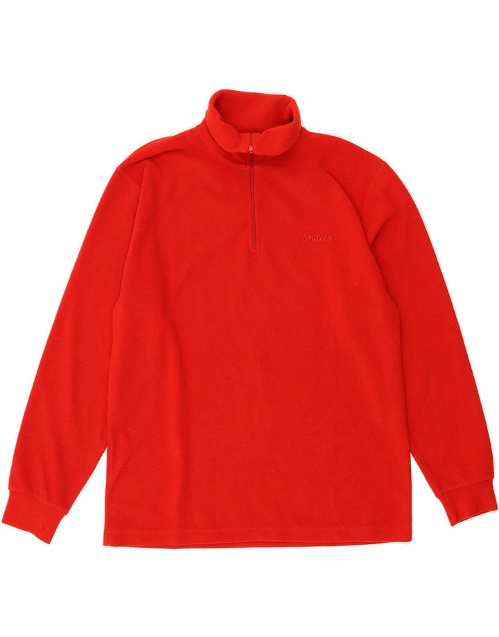 INVICTA Mens Zip Neck Fleece Jumper Small Red Polyester Vintage Invicta and Second-Hand Invicta from Messina Hembry 