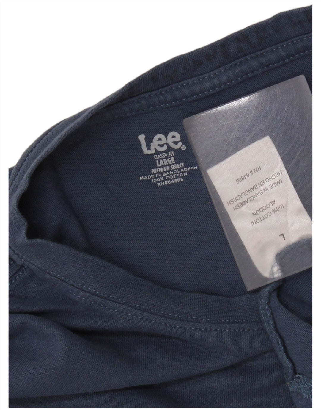 Lee Womens Classic Fit Top Μακρυμάνικο UK 16 Large Navy Blue από βαμβάκι