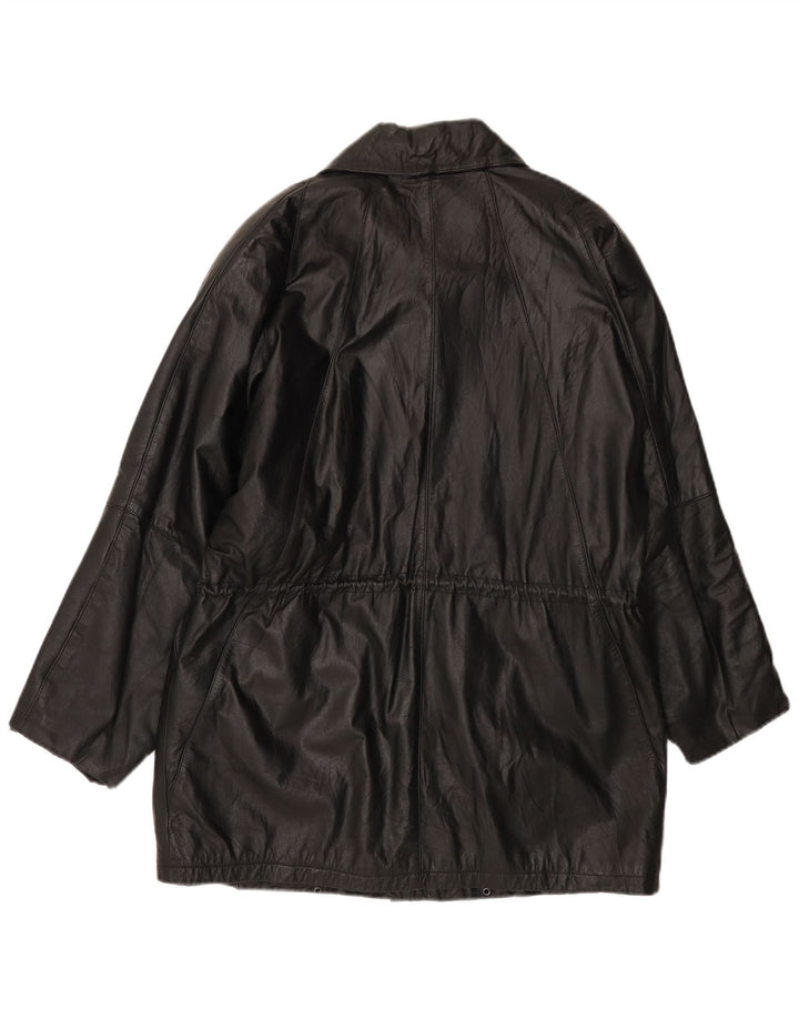 Vintage Γυναικείο Loose Fit Δερμάτινο παλτό EU 40 Medium Black Leather