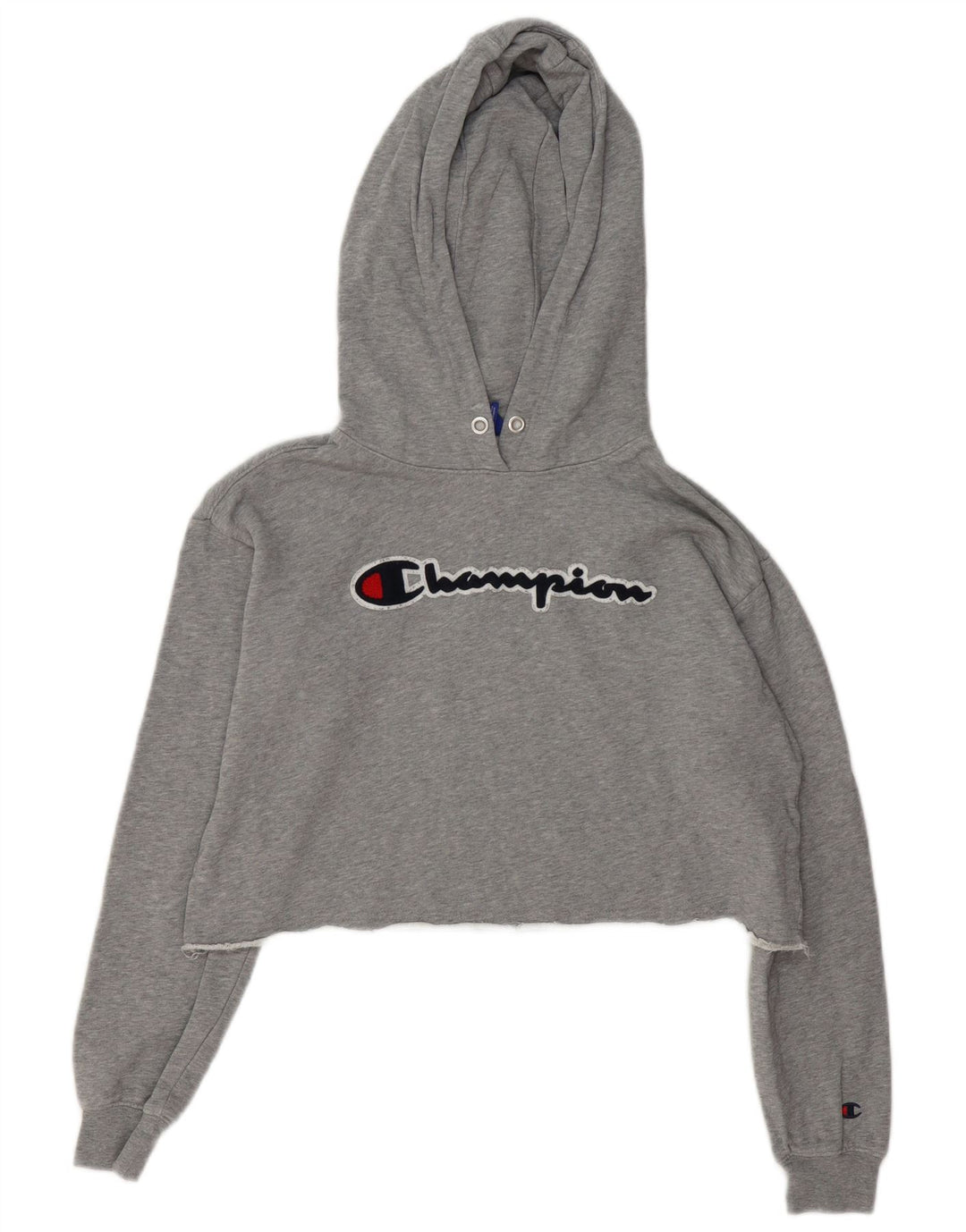 Champion Women's Oversized Crop Hoodie Jumper UK 10 Small Grey Flecked