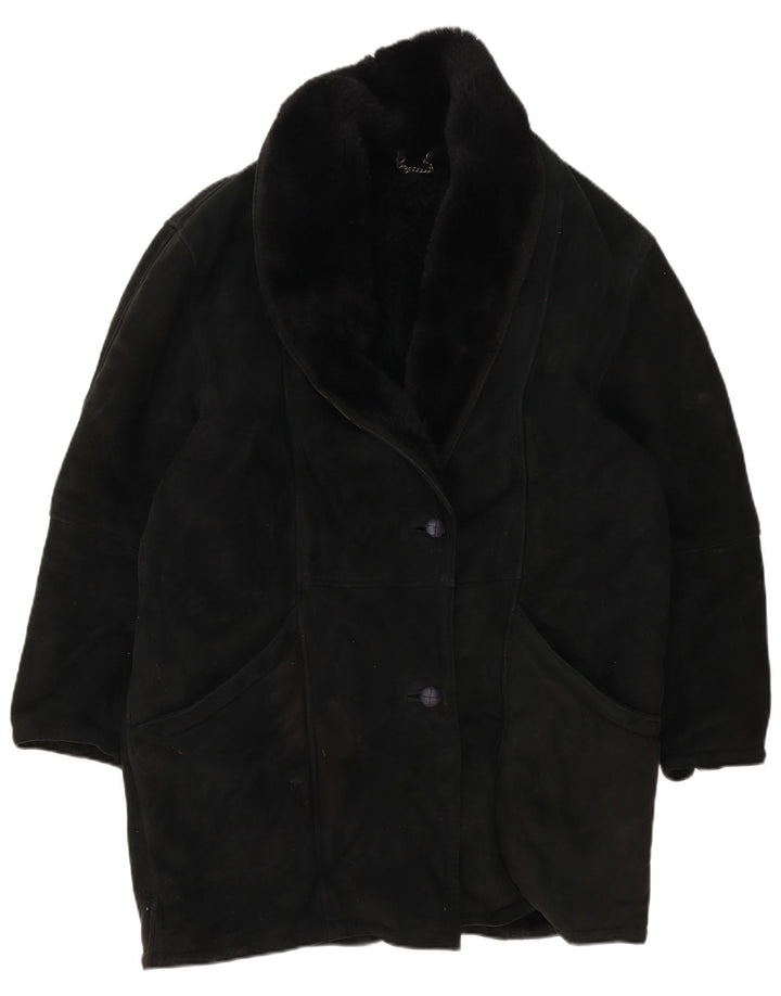 Vintage Γυναικείο Παλτό Shearling IT 46 Large Black Shearling