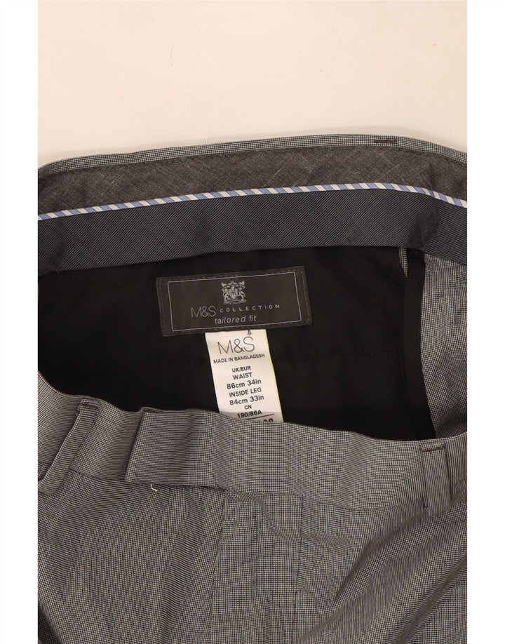 Ανδρικό καθημερινό παντελόνι Marks & Spencer με γκρι πολυεστέρα W34 L33