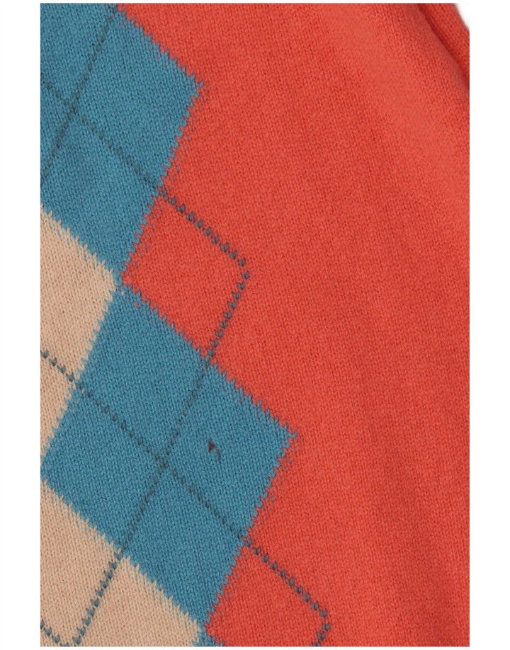 Ανδρικό πουλόβερ LYLE & SCOTT με V λαιμόκοψη XL Πορτοκαλί Argyle/Diamond