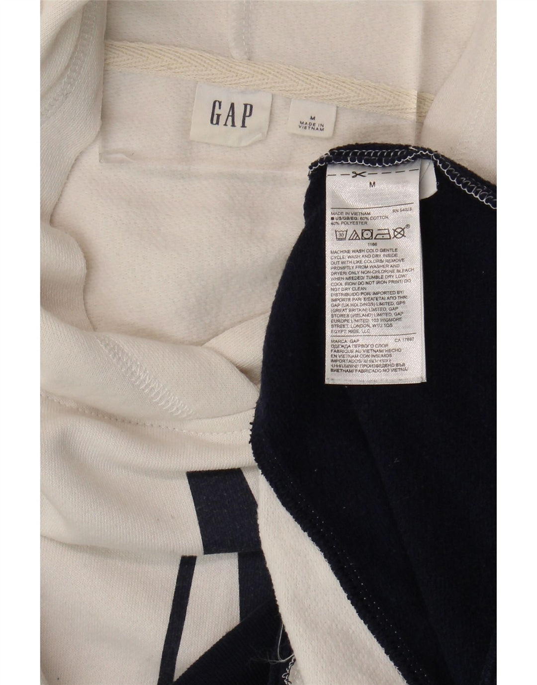 Γυναικείο Gap Graphic Oversized Hoodie Jumper UK 14 Medium White Colourblock