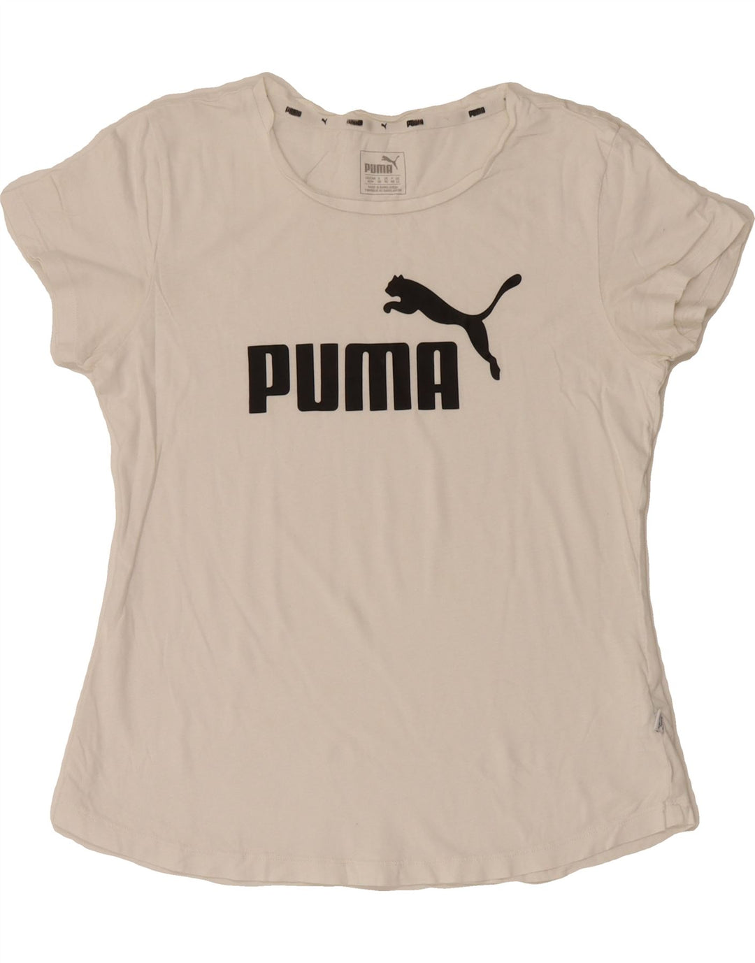 PUMA Womens Graphic T-Shirt Top UK 12 Medium  White Vintage Puma and Second-Hand Puma from Messina Hembry 