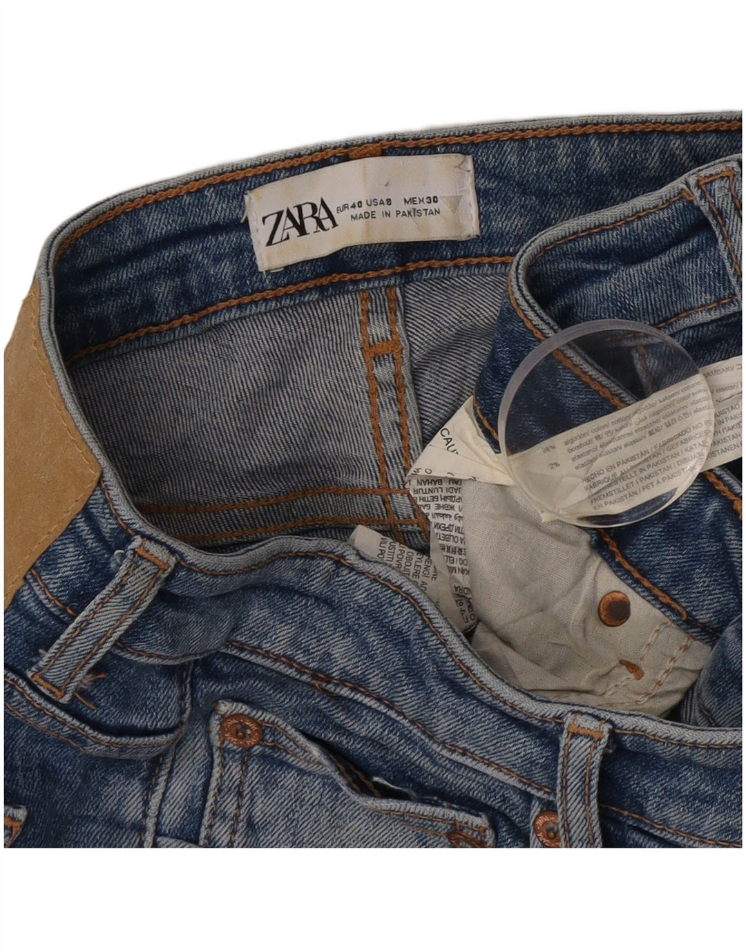 Zara Γυναικεία Distressed Slim Jeans EU 40 Medium W30 L31 Blue Cotton
