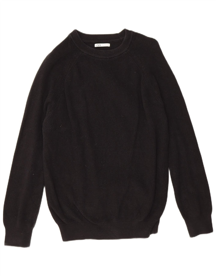 Ανδρικό πουλόβερ Zara Boat Neck Jumper μεγάλο μαύρο βαμβακερό
