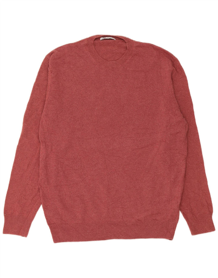 Ανδρικό πουλόβερ Zara Crew Neck Jumper Μεγάλο Βουργουνδί Πολυαμίδιο