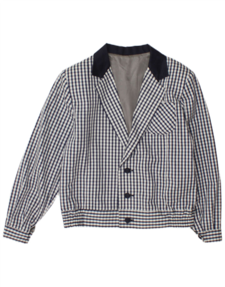 Vintage Γυναικείο Bomber Jacket UK 12 Medium Navy Blue Check