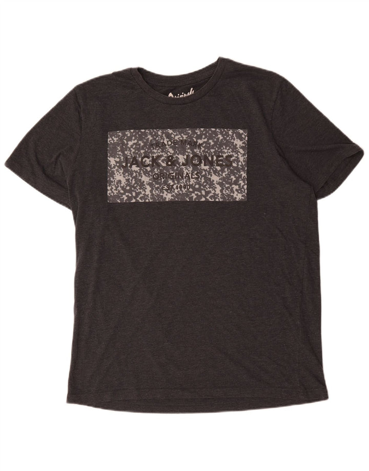 Jack & Jones Ανδρικό γραφικό T-Shirt Top XL Γκρι βαμβακερό