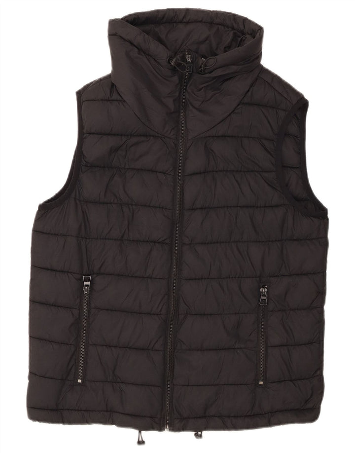 Zara Γυναικείο Gilet UK 14 Medium Black Nylon