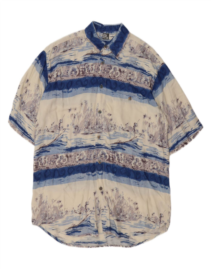 VINTAGE Mens Abstract Pattern Shirt Size 39/40 Medium Off White