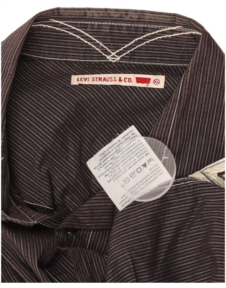 Ανδρικό πουκάμισο Levi's XL Καφέ βαμβακερό ρίγες