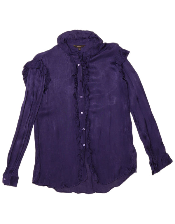 MASSIMO DUTTI Γυναικεία μπλούζα με βολάν μπροστά μπλούζα EU 34 2XS Μωβ