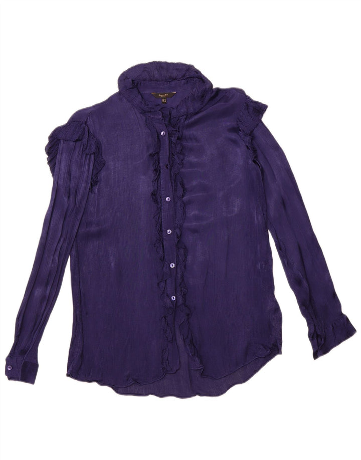 MASSIMO DUTTI Γυναικεία μπλούζα με βολάν μπροστά μπλούζα EU 34 2XS Μωβ