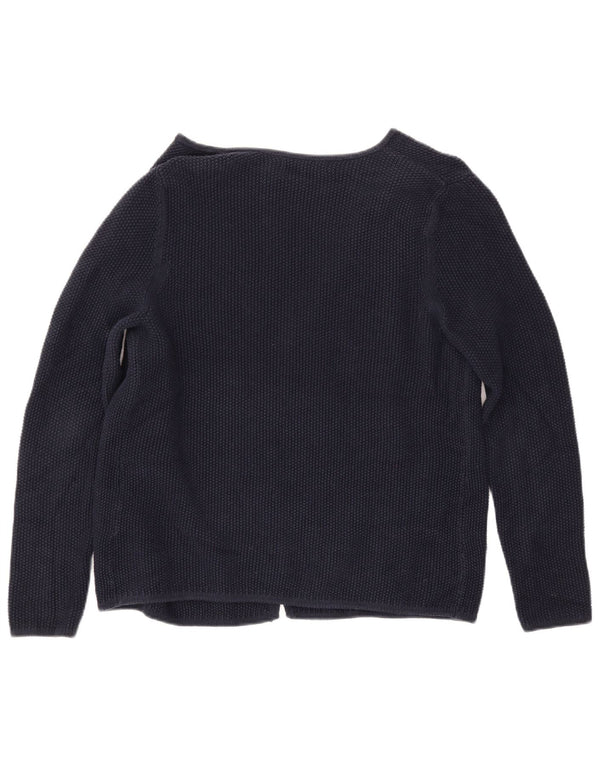 CREW CLOTHING Γυναικεία ανοιχτή ζακέτα πουλόβερ UK 14 Medium Navy Blue Cotton