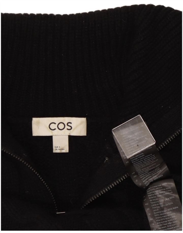 Cos Γυναικεία Crop Oversized Ζακέτα πουλόβερ UK 10 Small Black Wool